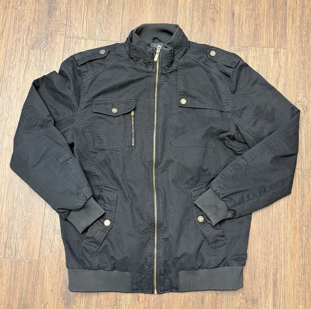 WANTDO Mens Black Bomber Military Casual Modern Jacket 100 Cotton
